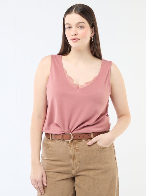 Débardeur col V avec dentelle - Kiabi