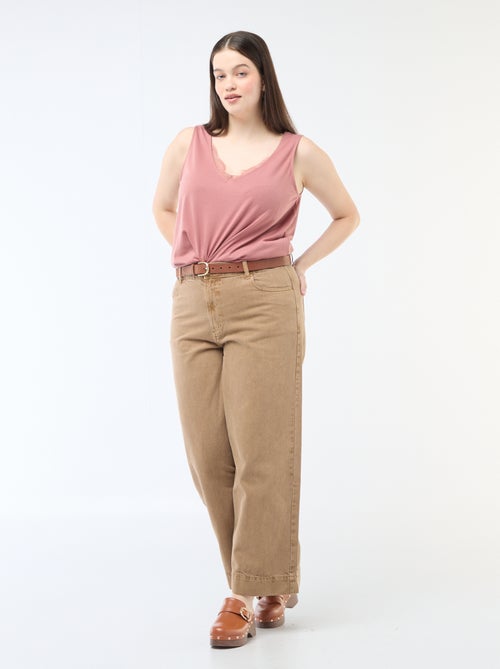 Débardeur col V avec dentelle - Kiabi