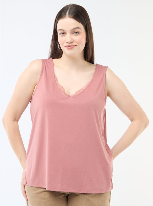 Débardeur col V avec dentelle - Kiabi