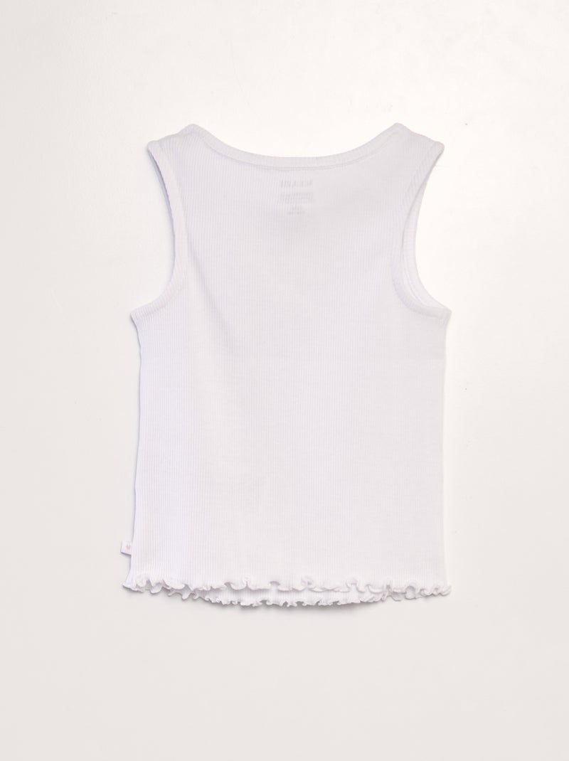 Débardeur côtelé à bord volanté blanc - Kiabi