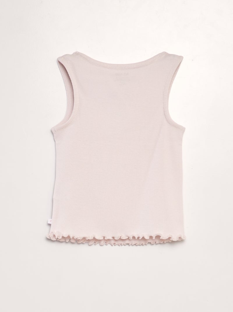 Débardeur côtelé à bord volanté Rose - Kiabi