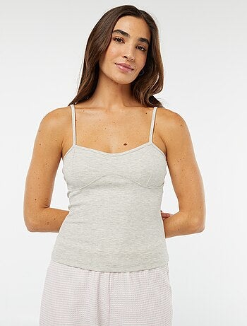 Débardeur côtelé à fines bretelles