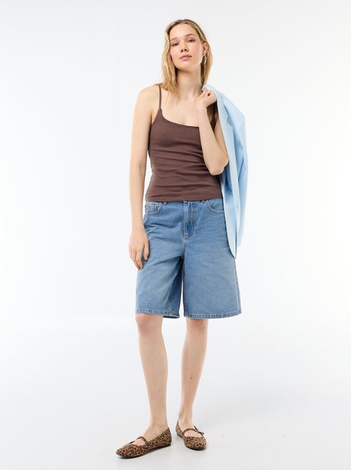 Débardeur côtelé à fines bretelles - Kiabi