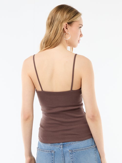 Débardeur côtelé à fines bretelles - Kiabi