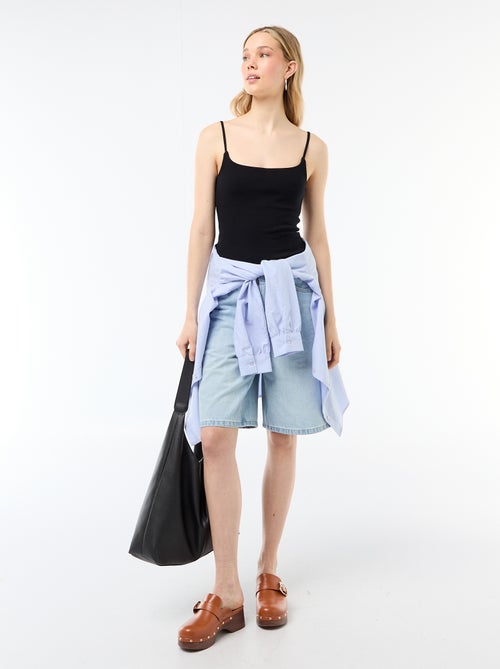 Débardeur côtelé à fines bretelles - Kiabi