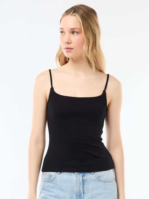 Débardeur côtelé à fines bretelles - Kiabi