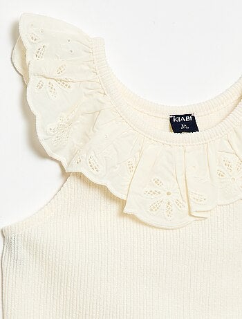 Débardeur côtelé avec col brodé