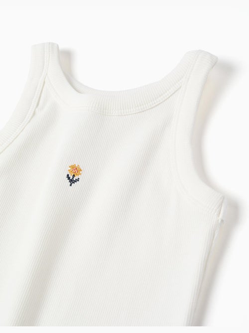Débardeur côtelé avec fleur brodée - Kiabi