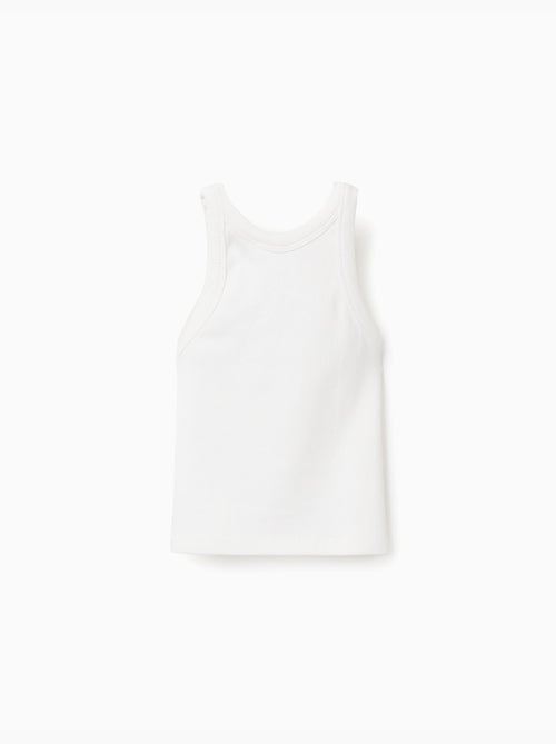 Débardeur côtelé avec fleur brodée - Kiabi