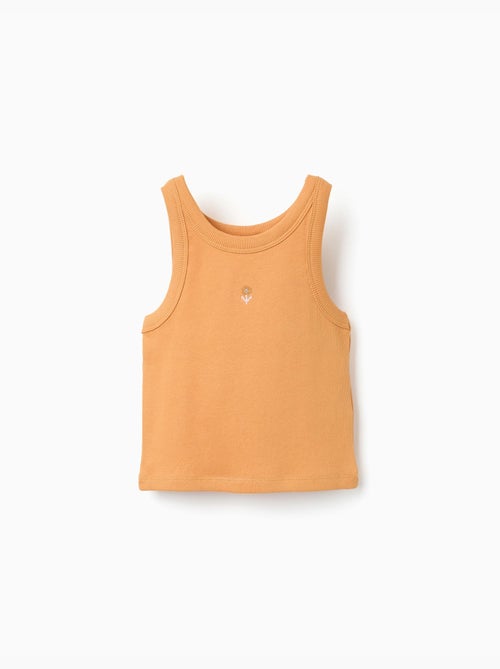 Débardeur côtelé avec fleur brodée - Kiabi