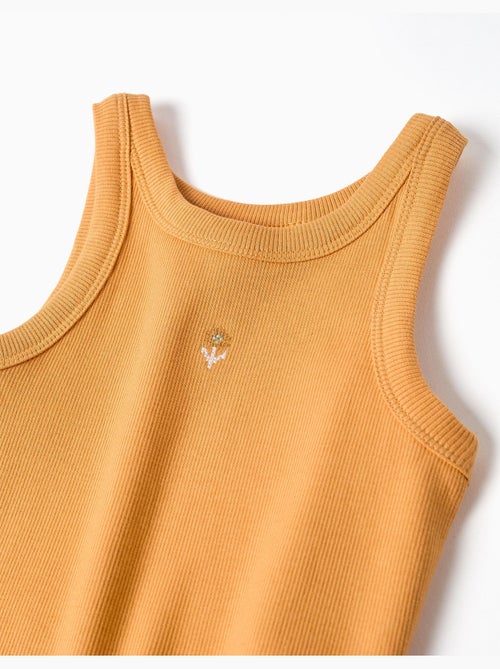 Débardeur côtelé avec fleur brodée - Kiabi