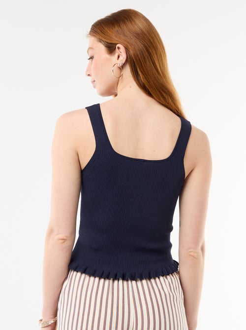 Débardeur côtelé avec ouverture boutonnée factice devant - Kiabi