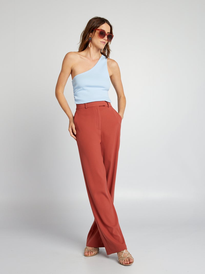 Débardeur côtelé bretelle asymétrique Bleu - Kiabi