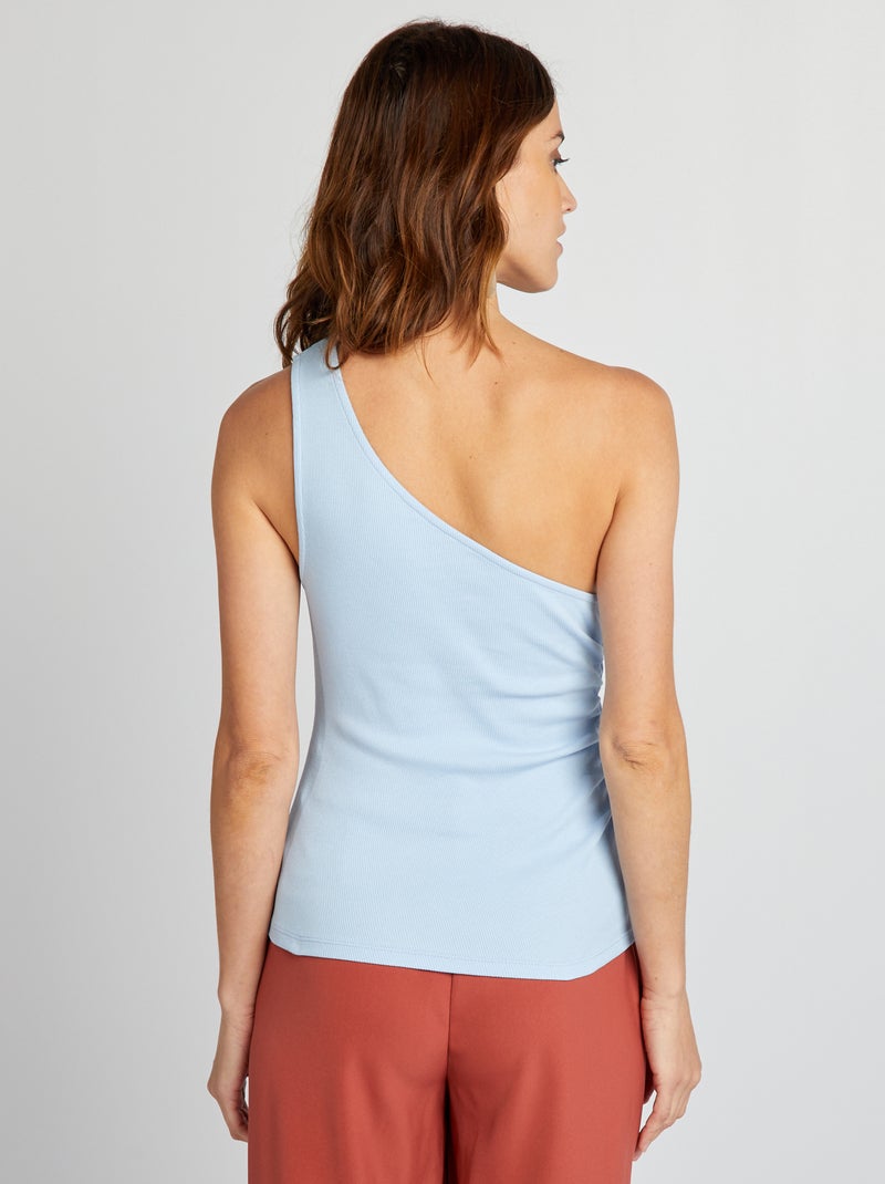 Débardeur côtelé bretelle asymétrique Bleu - Kiabi