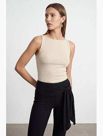 Blouse halter côtelée en coton dilvin