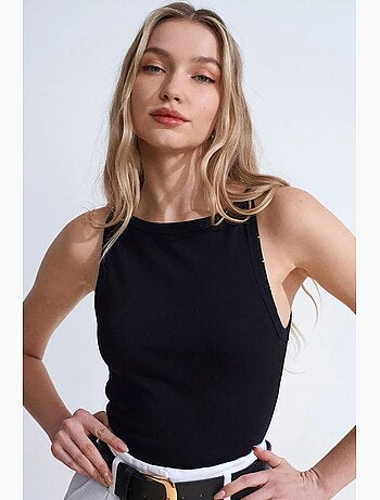 Blouse halter côtelée en coton dilvin