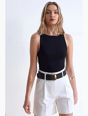 Blouse halter côtelée en coton dilvin