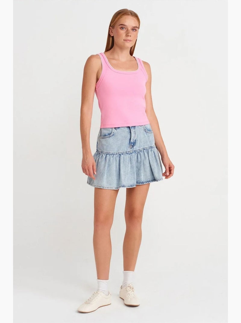 Débardeur côtelé coton dilvin Rose fluo/Solinotes - Kiabi