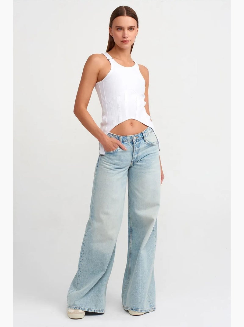 Débardeur côtelé coton zip dilvin Blanc - Kiabi