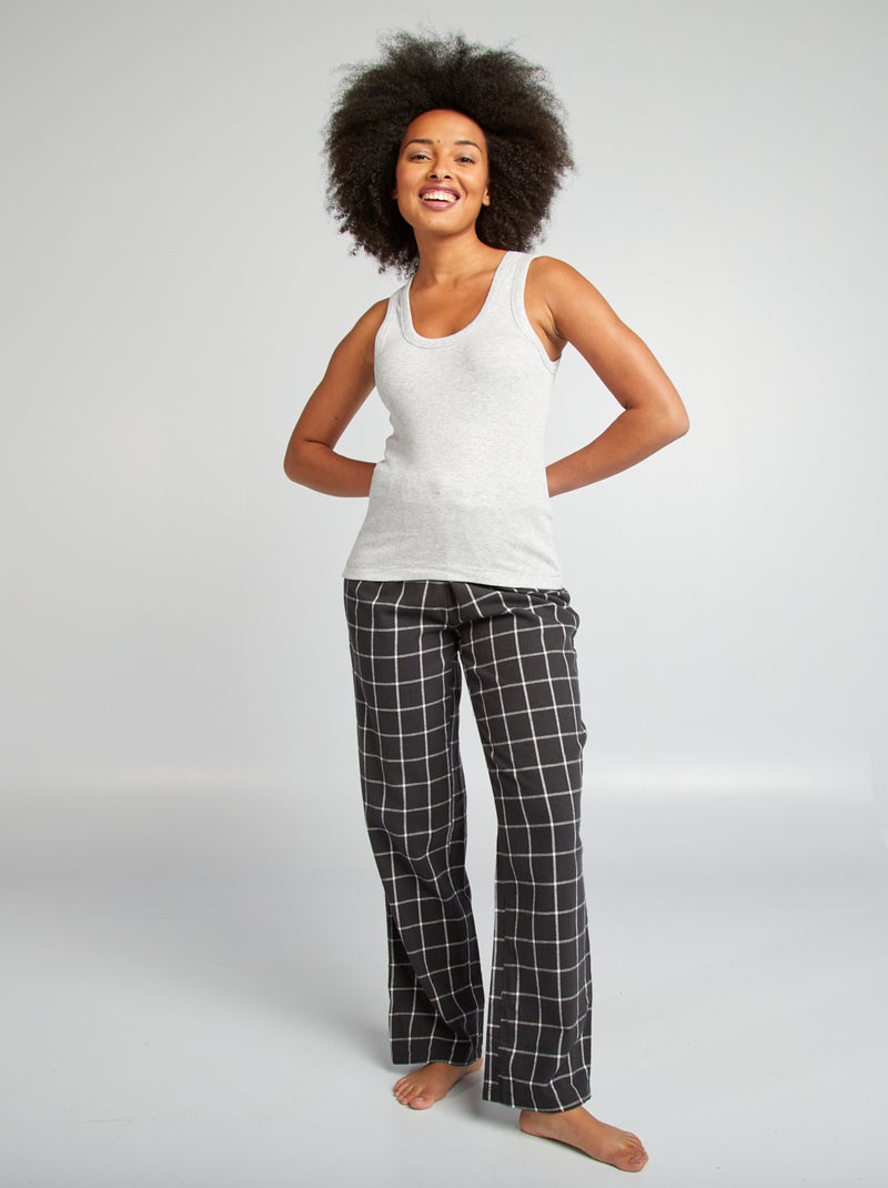 Débardeur côtelé de nuit Gris clair - Kiabi