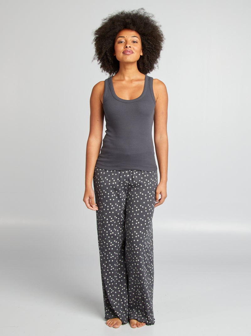 Débardeur côtelé de nuit gris foncé - Kiabi