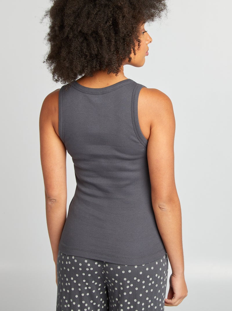 Débardeur côtelé de nuit gris foncé - Kiabi