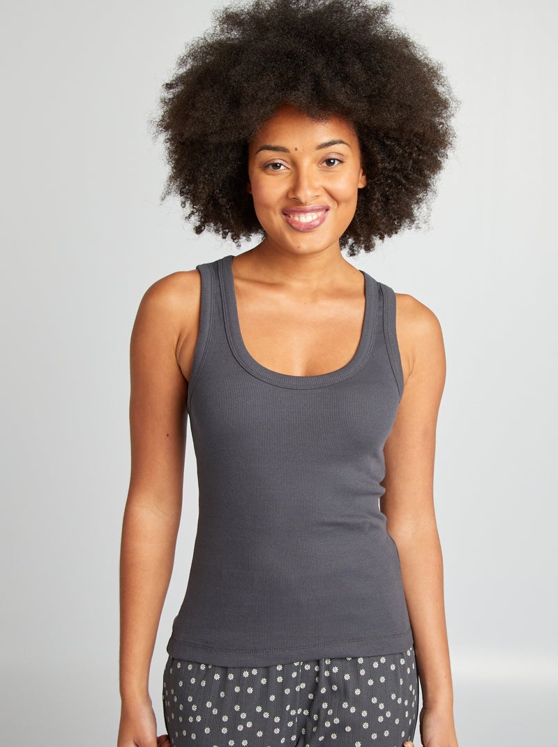 Débardeur côtelé de nuit gris foncé - Kiabi