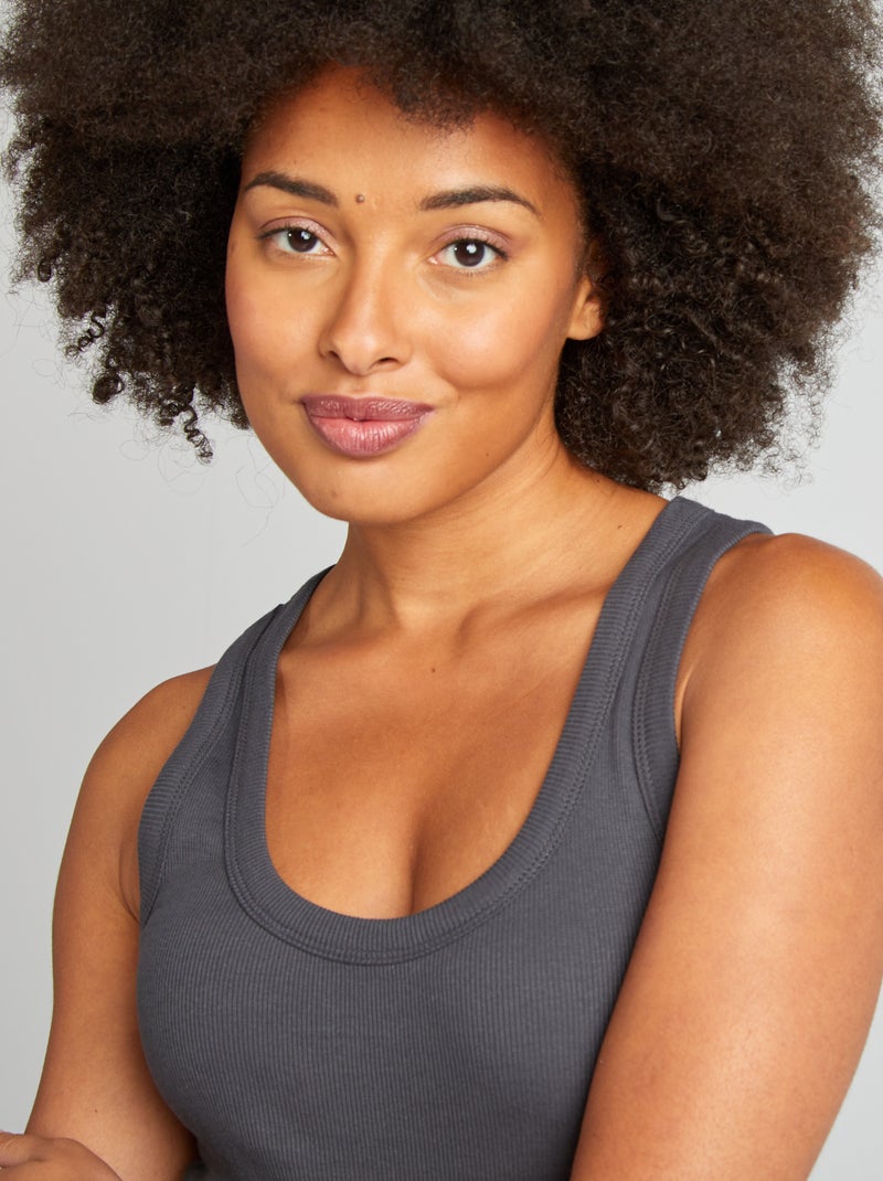 Débardeur côtelé de nuit gris foncé - Kiabi