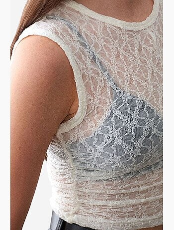 Débardeur côtelé dentelle dilvin