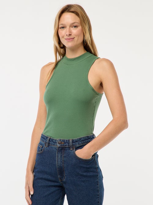 Débardeur côtelé emmanchures américaines - Kiabi