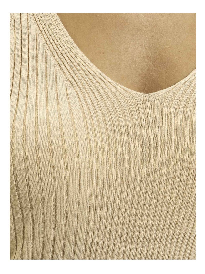 Débardeur côtelé lurex FUJIA Beige - Kiabi