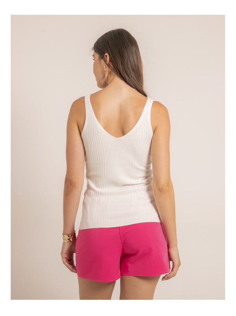 Débardeur côtelé lurex FUJIA Blanc - Kiabi