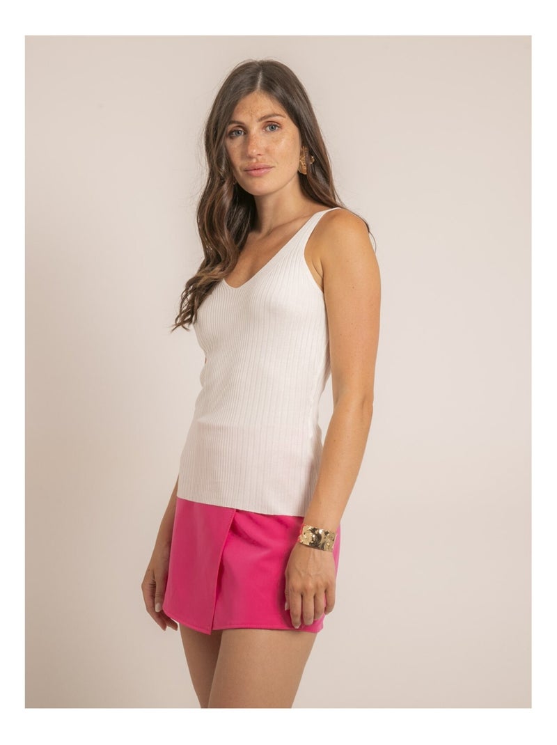 Débardeur côtelé lurex FUJIA Blanc - Kiabi