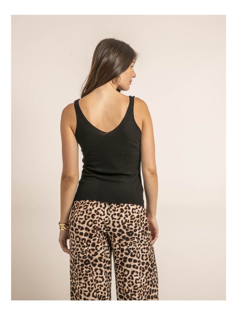 Débardeur côtelé lurex FUJIA Noir - Kiabi