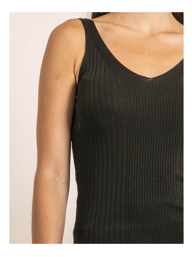 Débardeur côtelé lurex FUJIA Noir - Kiabi