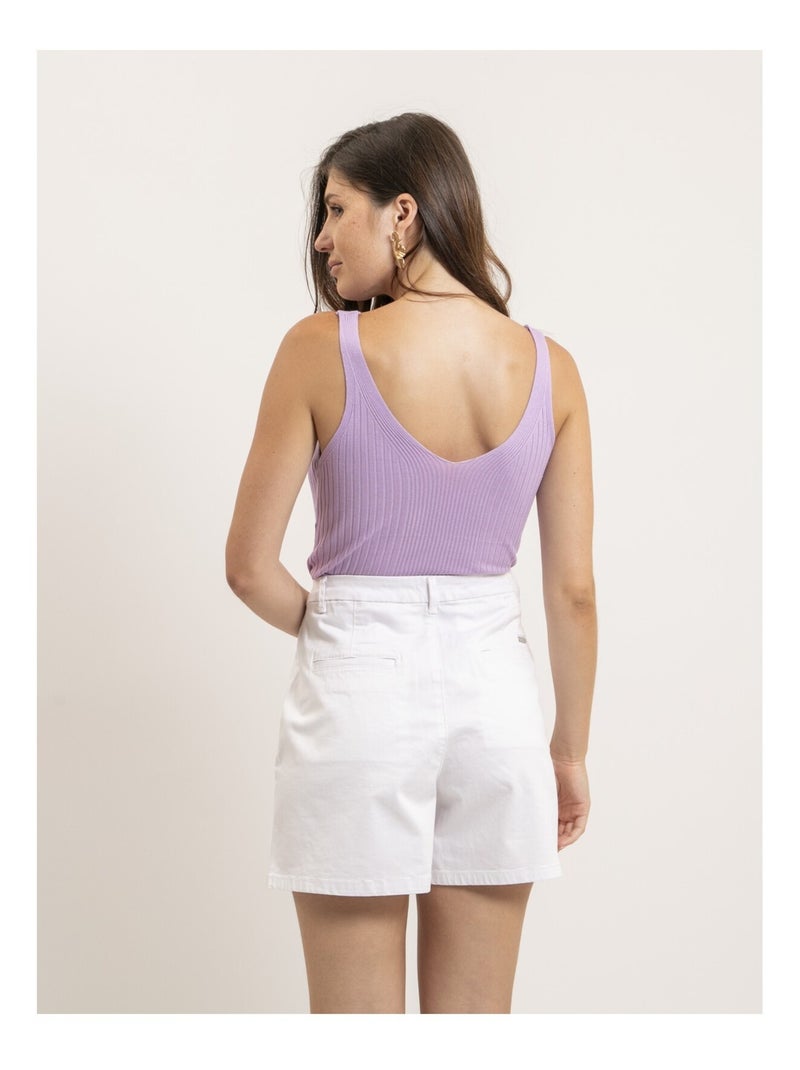 Débardeur côtelé lurex FUJIA Violet - Kiabi