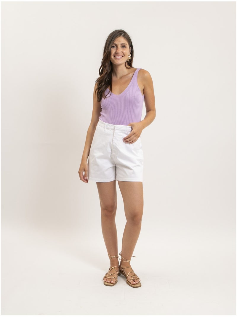 Débardeur côtelé lurex FUJIA Violet - Kiabi