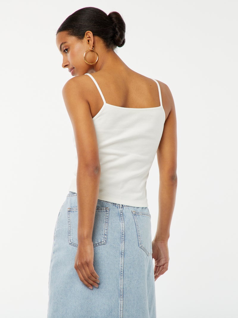 Débardeur côtelé sans manches crop top blanc - Kiabi