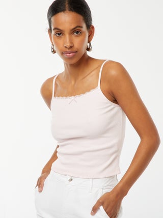 Débardeur côtelé sans manches crop top