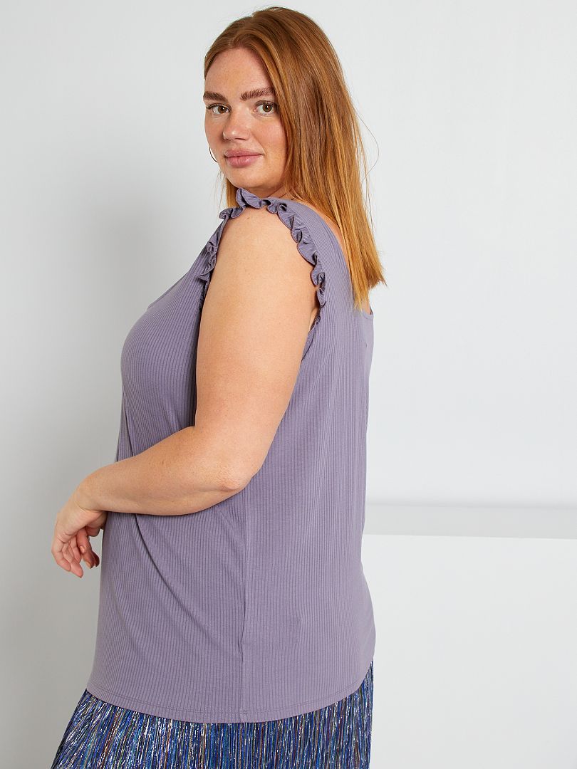Haut Côtelé Violet Zara Sans Manches - Taille S - Neuve Avec étiquettes