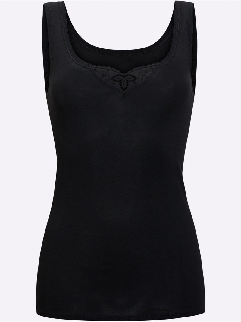 Débardeur Côtes Fines - Taille Standard - Witt - Lot de 2 Noir - Kiabi