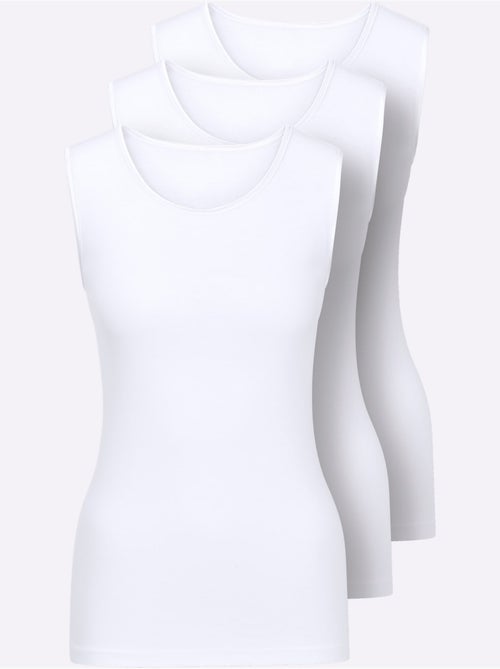 Débardeur Côtes Fines - Taille Standard - Witt - Lot de 3 - Kiabi