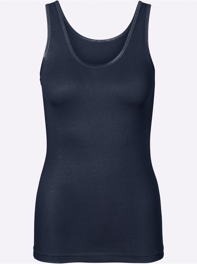 Débardeur Côtes Fines - Taille Standard - Witt Bleu marine - Kiabi