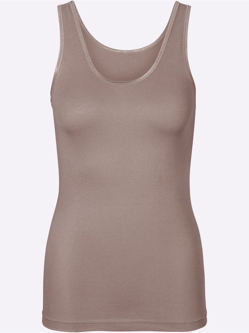 Débardeur Côtes Fines - Taille Standard - Witt Gris taupe - Kiabi