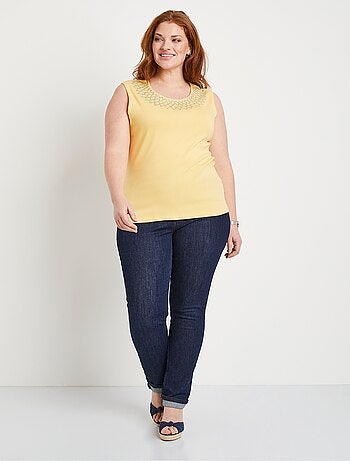 Débardeur coton court fantaisie cloutée