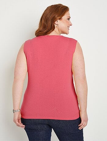 Débardeur coton court fantaisie cloutée