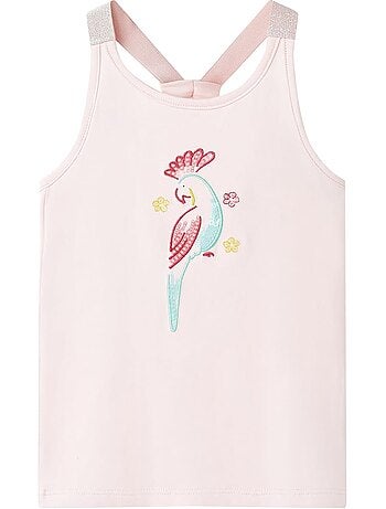 Débardeur coton fille clair motif perroquet, bretelles élastiques - vidaxl