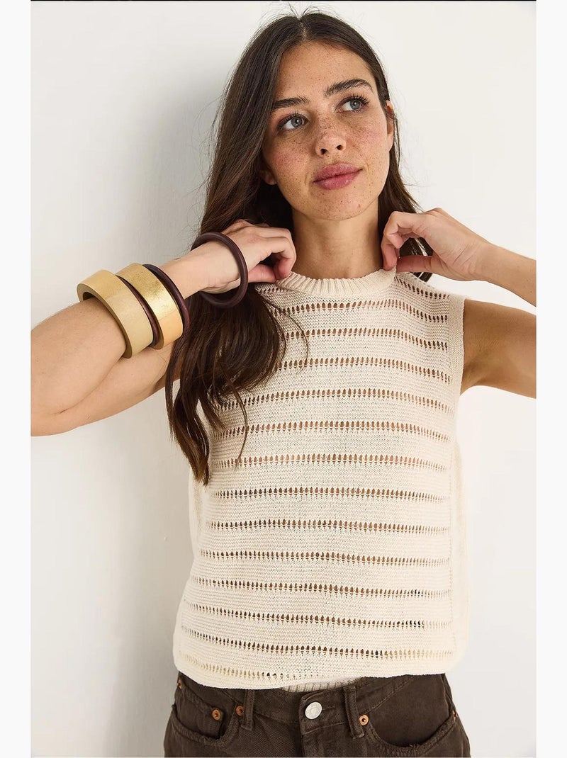 Débardeur court col rond à motif lucci Beige argile - Kiabi