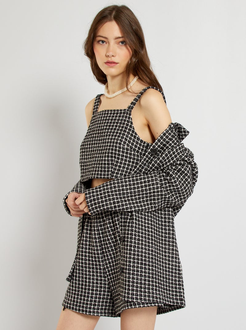 Débardeur court en tweed noir/blanc - Kiabi