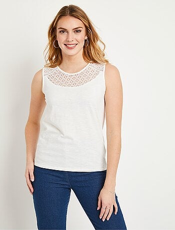 Débardeur court maille flammée coton